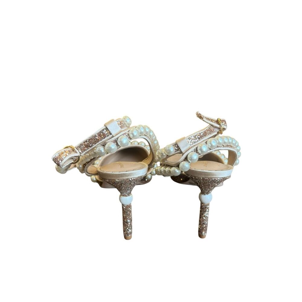 Nicola Bathie x Antonio Melani Bebe Ankle Strap Glitter Pearl pumps in rose gold - Picture 5 of 10
